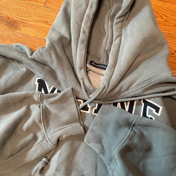 EUC Brandy Melville Christie Maine Hoodie Turquoise Dark Sage Green One Size - Picture 2 of 3